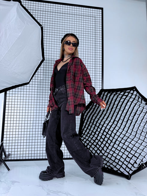 Striped blouse "CITY LIMITS H11813" - BLACK WITH BURGUNDY